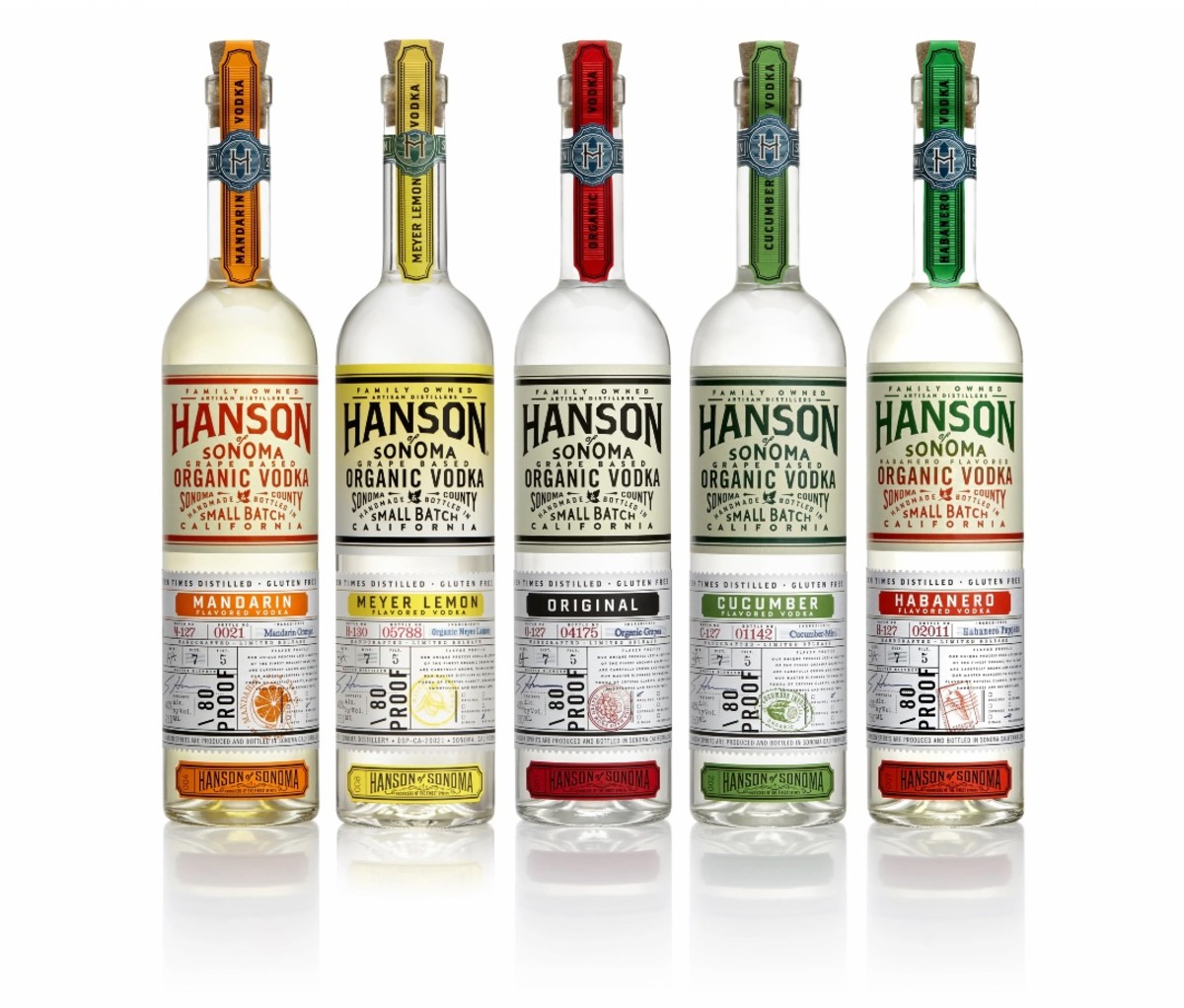 Bottles of Hanson Vodka