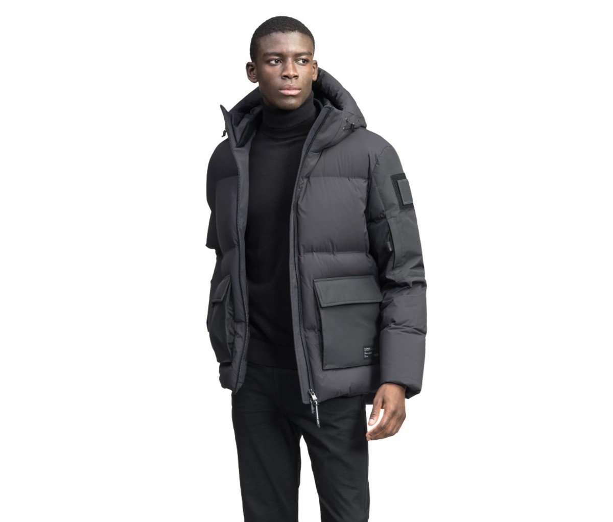 Black man in puffer jacket