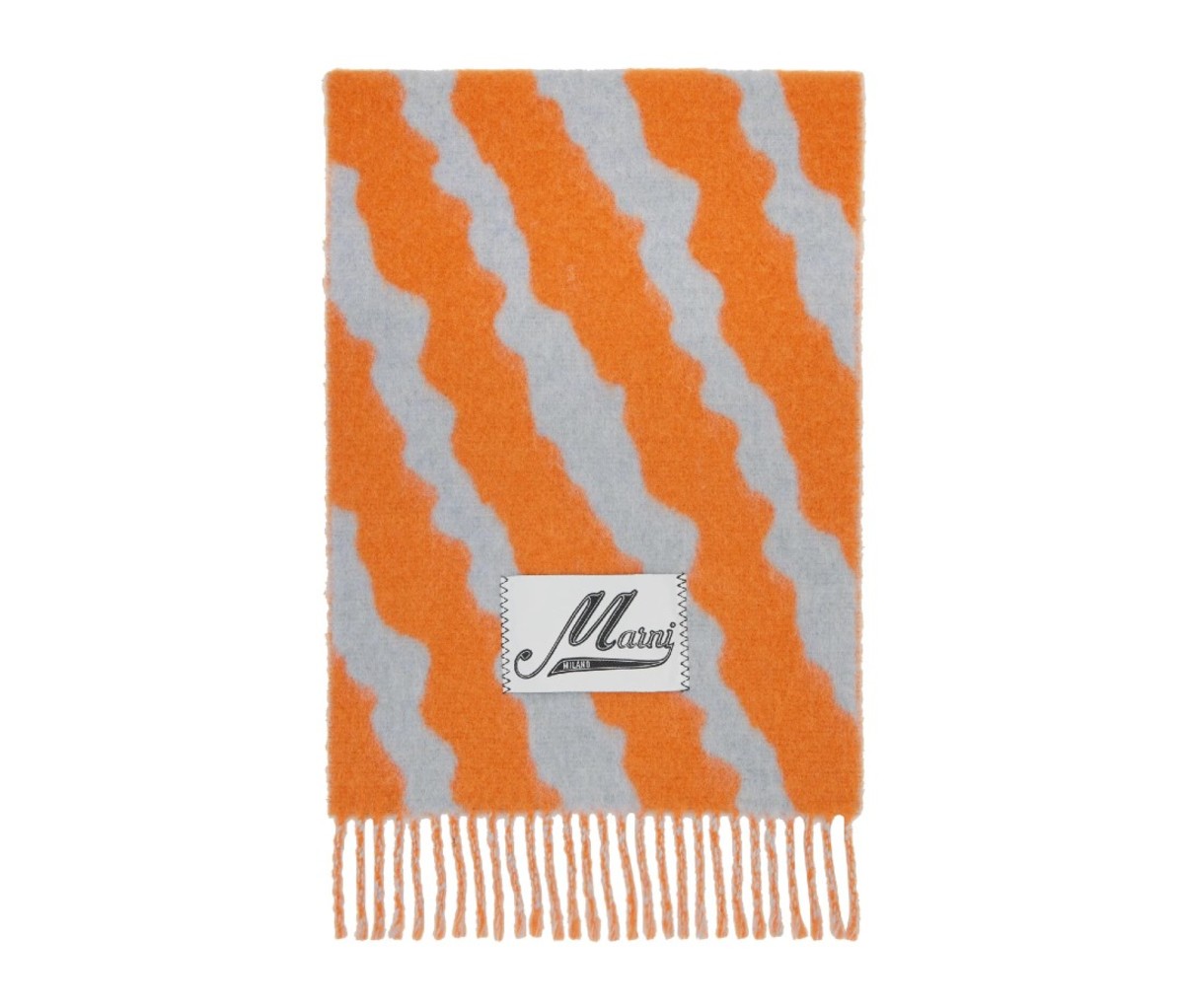 Orange and grey striped scarf