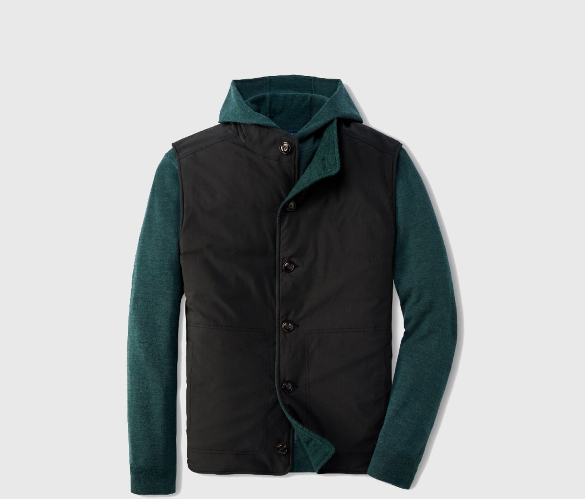 Green and black cashmere reversible vest