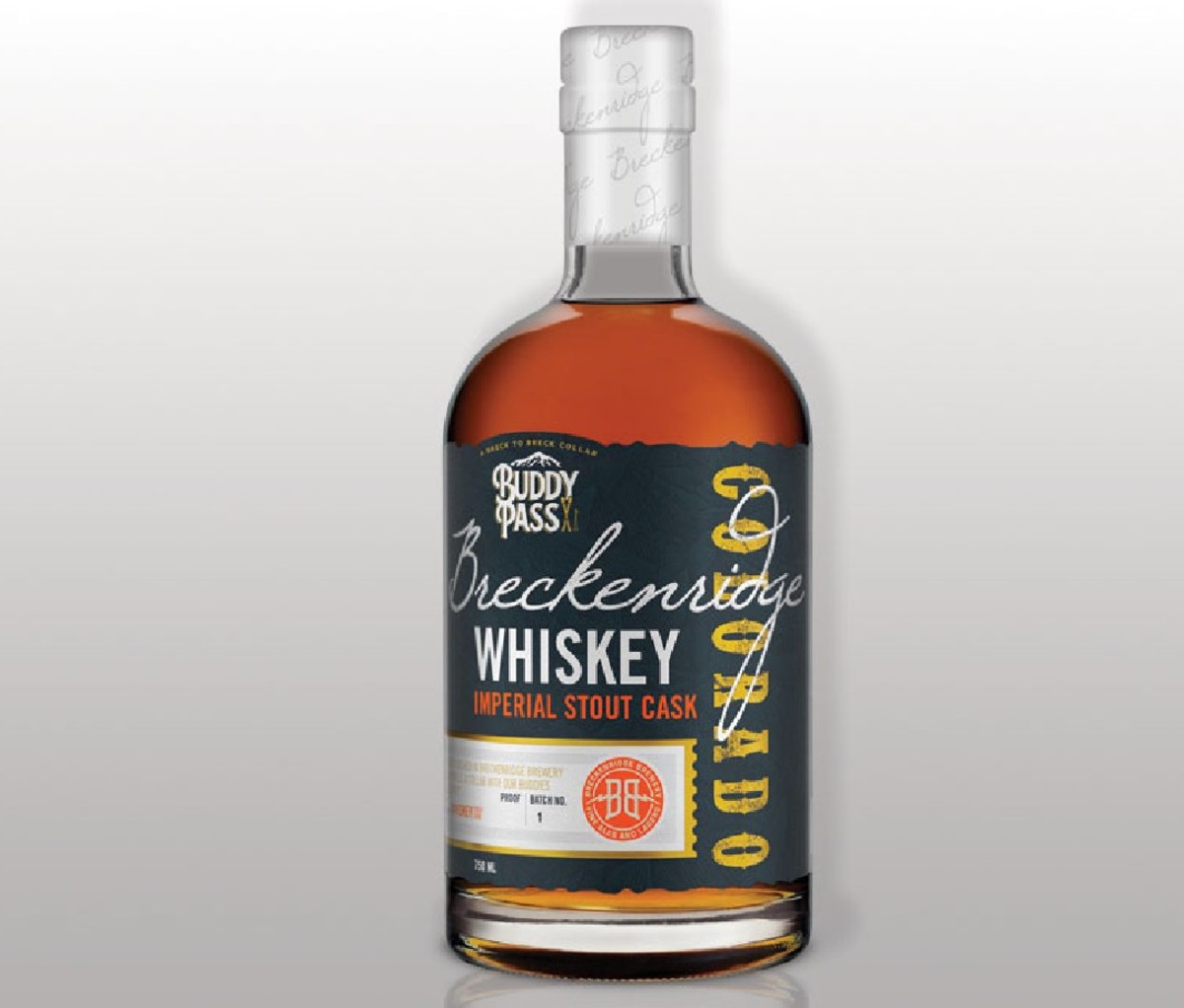 Bottle of Buddy Pass Imperial Stout Cask Whiskey, Breckenridge Distillery