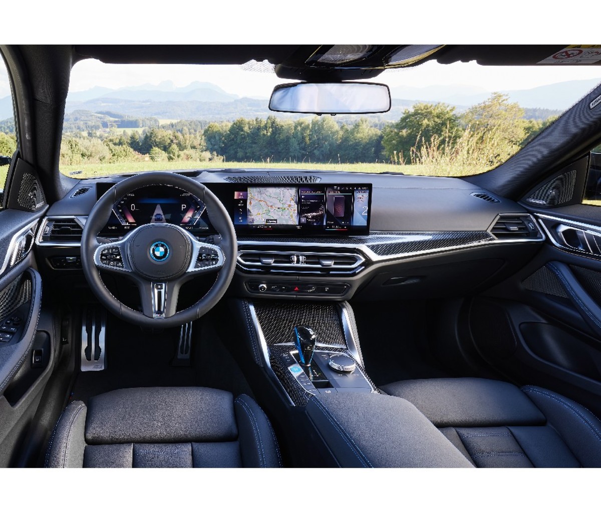 BMW i4 M50 black leather interior.