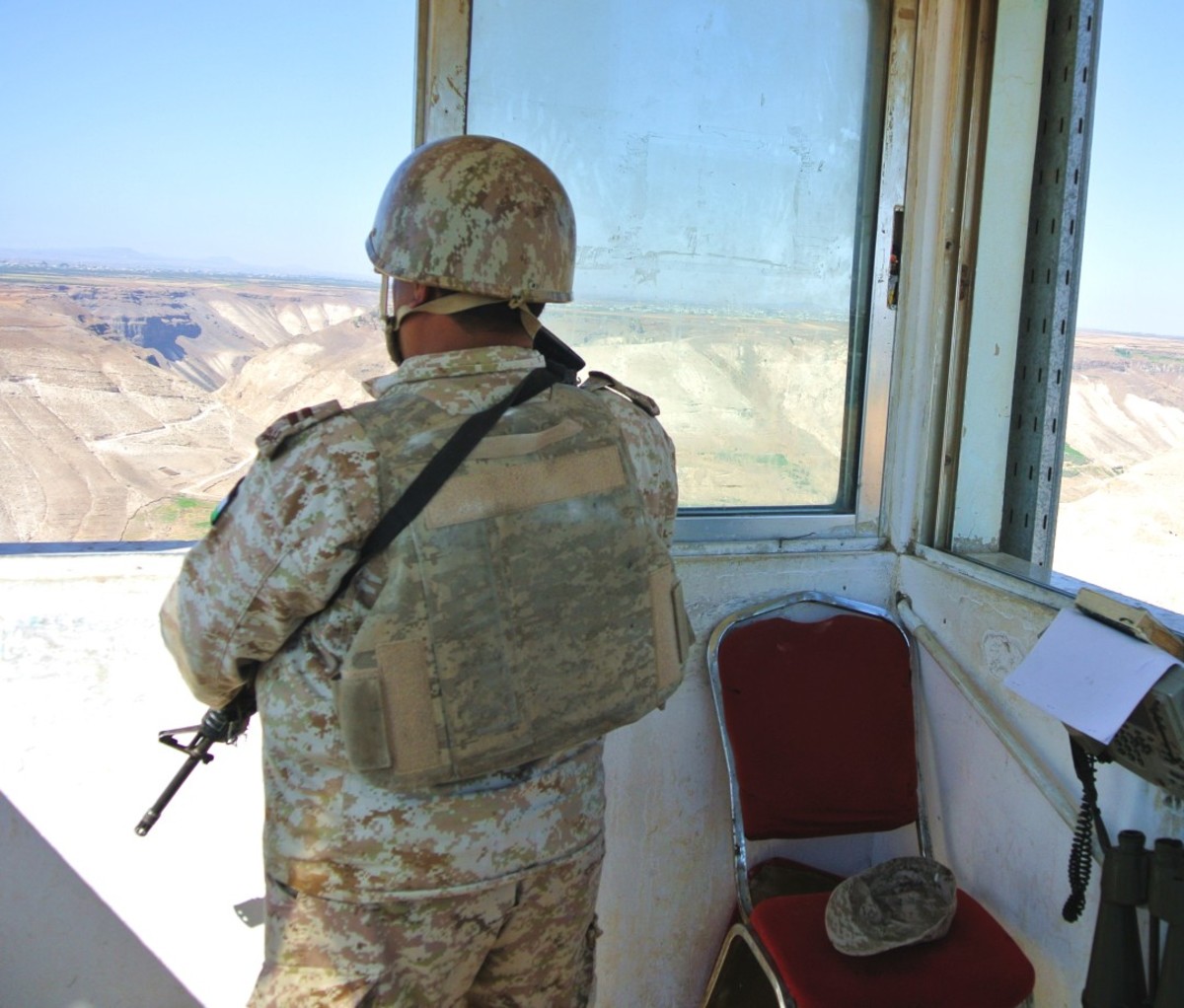 A JAF border sentry guards the frontier at his post