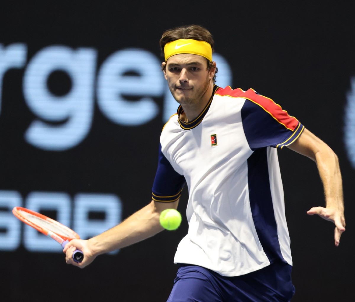 Taylor Fritz plays during a match.