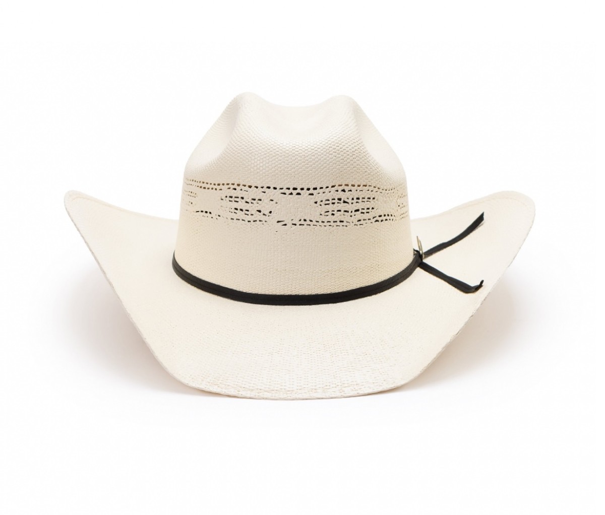 White straw cowboy hat on a white background.