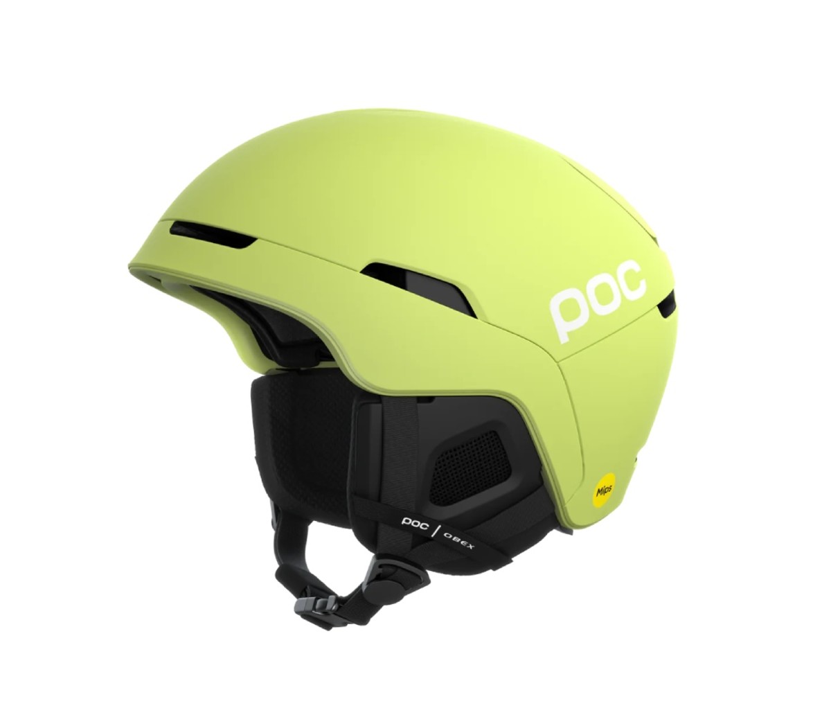 Lime green ski helmet