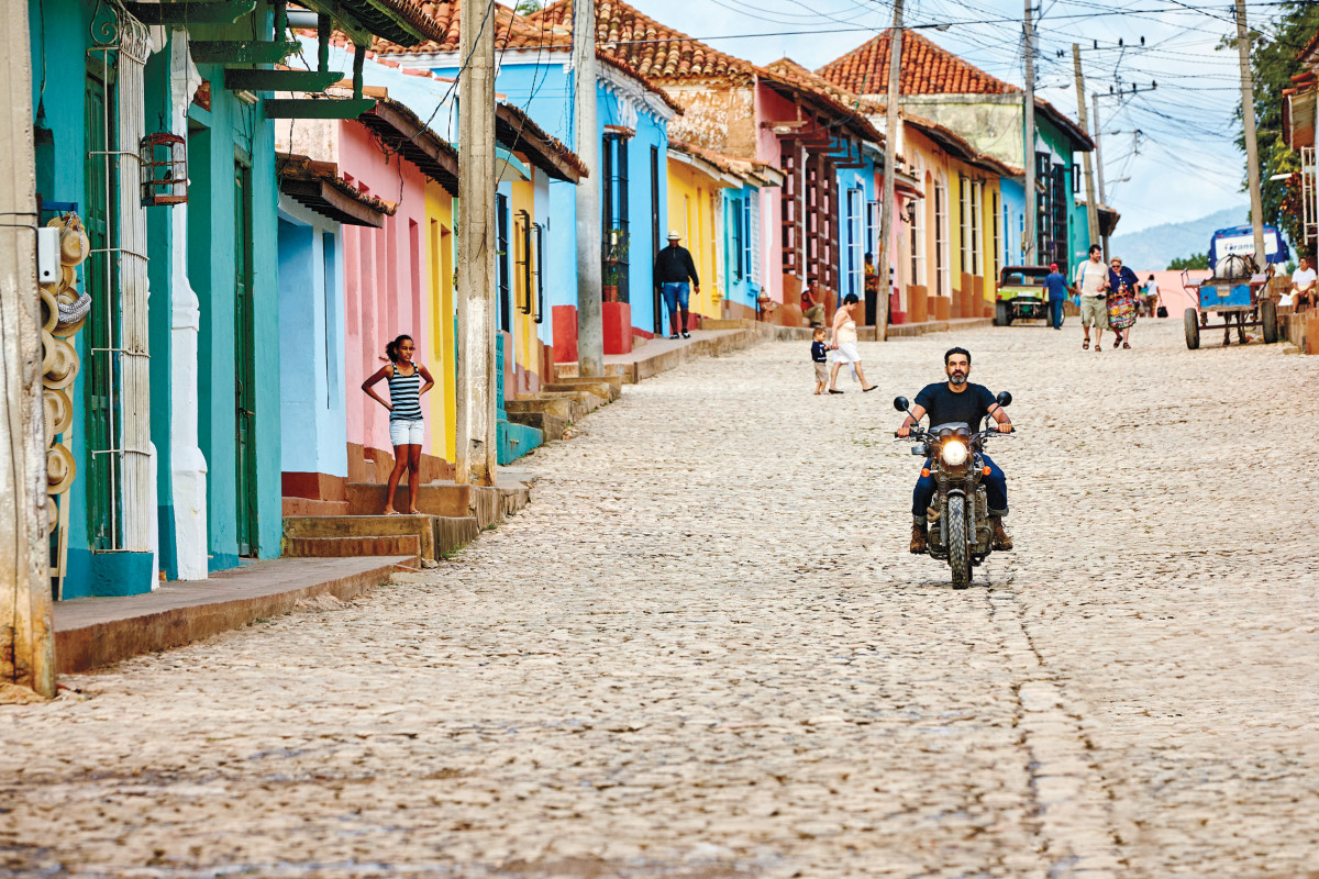 Riding through the colonial city of Trinidad.