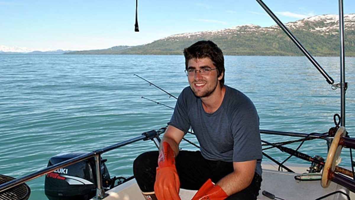 Cody Dial halibut fishing in prince William Sound, Alaska.